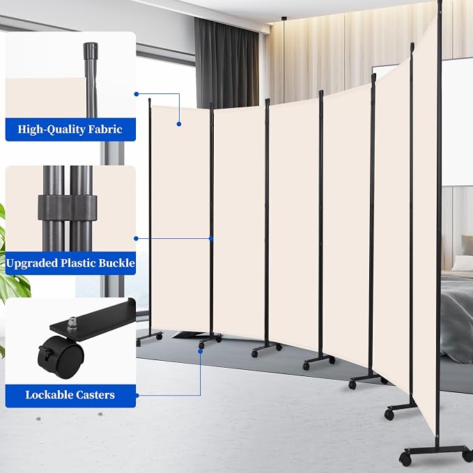 Room Divider 6FT 6 Panel Folding Privacy Screen - Image 6