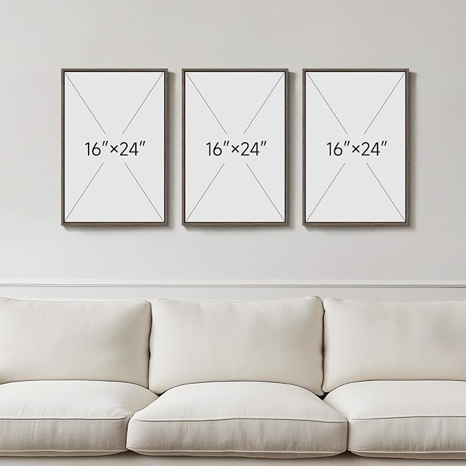 Framed Neutral Abstract Wall Art, 3 Piece Earth Tones Rustic Canvas Prints - Image 3