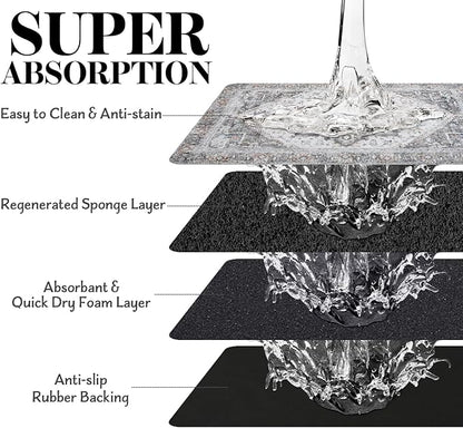 Dog Food Mats for Floors, Absorbent Dog Bowl Mat for Food and Water Dispenser Mat, Quick Dry Cat Food Mat Pet Supplies