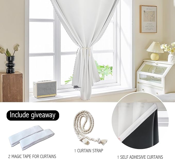 AJAZZ Self Adhesive Curtains 100% Blackout Shades Window Cover Sticky Curtain - Image 3