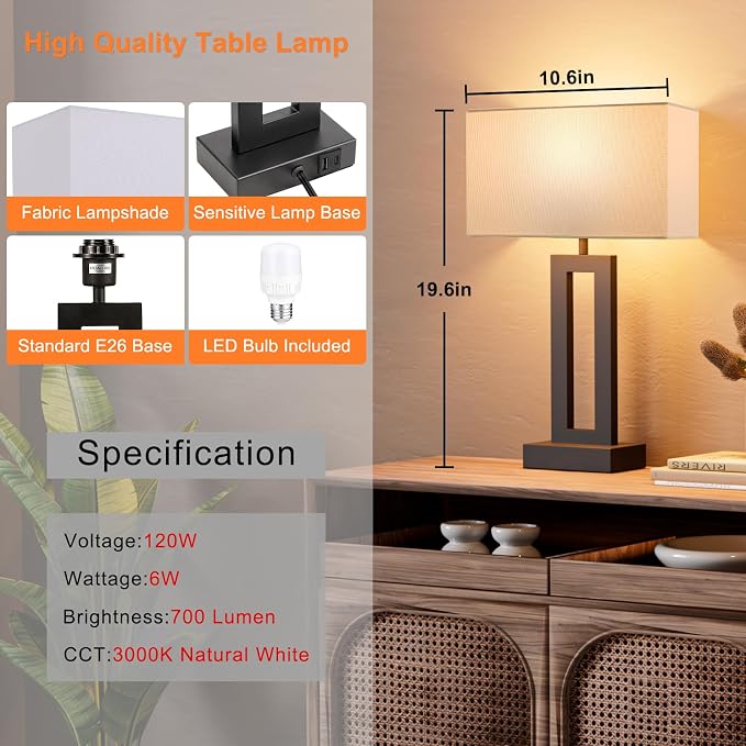 Nightstand Table Lamps for Bedrooms Set of 2 - Image 6