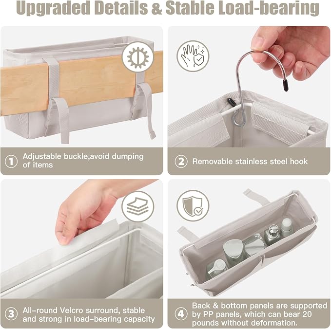 Bedside Caddy Organizer with Fixed Straps, Bunk Bed Caddy ideal - Image 5