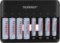 Tenergy TN477U 8-Bay Fast Charger for NiMH/NiCD AA AAA Rechargeable Batteries with 4pcs 2500mah AA and 4pcs 1000mah AAA Rechargeable Batteries