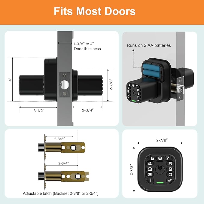 Richelock IU52 Double-Sided Keypad Door Lock, All-Weather, Fully Waterproof Keyless Entry with Dual-Sided Programmable Codes, Same Key Both Sides for Outdoor, Indoor, Gate & Fence
