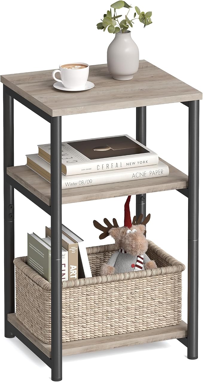 VASAGLE Side Table, Small End Table, Tall Nightstand, Steel Frame | by Unknown