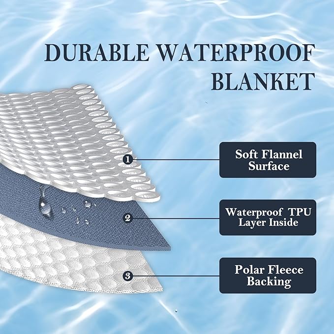 Waterproof Blanket 80"x90" for Adults, Reversible Waterproof Bed Cover for Dogs Cats Pets, Soft Leakproof Blanket for Bed Couch Sofa Furniture Protector, Grey/Light Grey