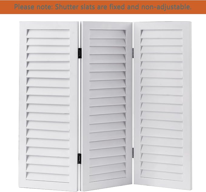 SOFE 2.6ft White Short Room Divider, 3-Panel Folding | Shutter Partition - Image 3