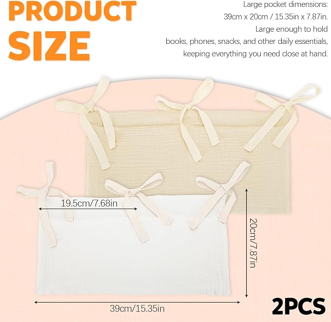 2 Pieces Solid ColorBedside Caddy - Image 2