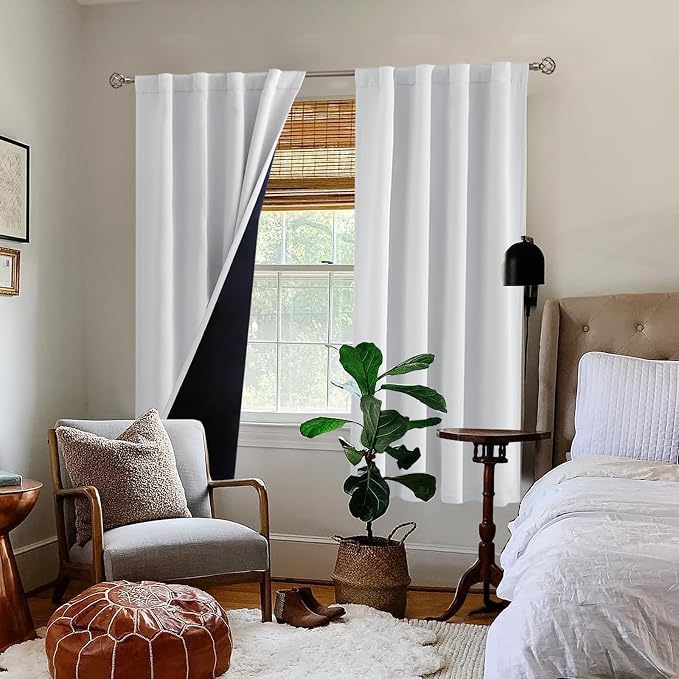 BGment Greyish White 100% Blackout Curtains 63 Inches Long - Image 9