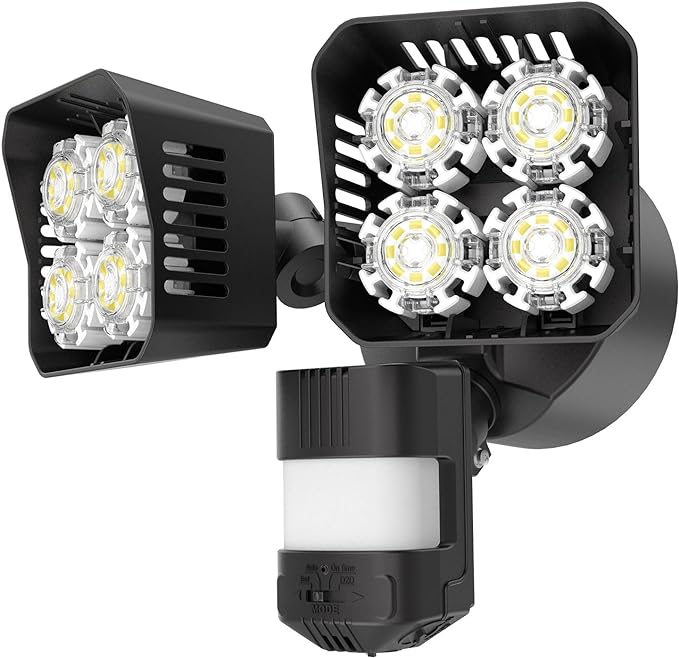 SANSI 36W 3600LM LED Motion Sensor Outdoor Light, 50,000 Hrs Lifespan Security Light, 350W Equiv 5000K Dusk to Dawn IP65 Flood Light, Super Bright for Backyard, Bright Series Black Motion Sensor Light