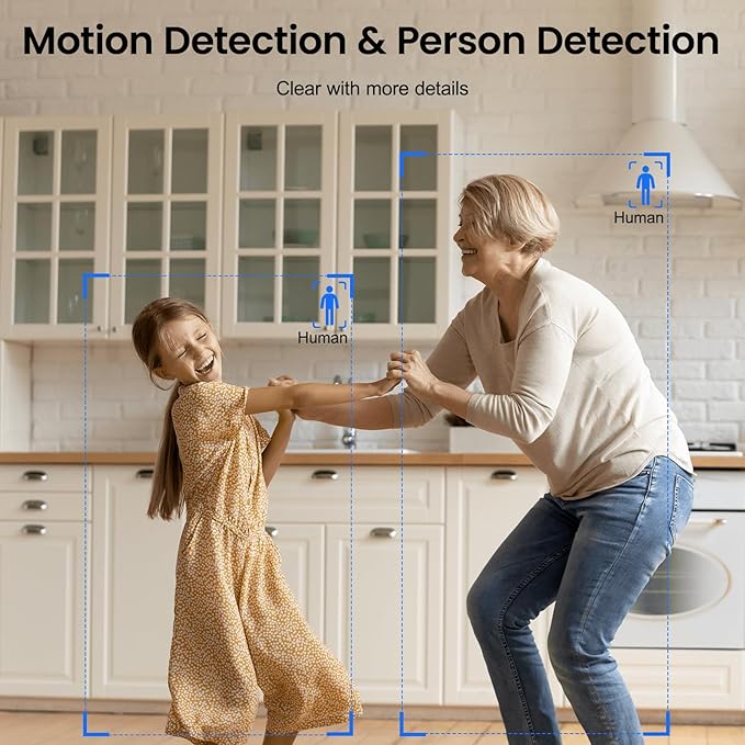 INFIYA 2K Security Camera Indoor-360 Cameras for Home Security and One-Tap Call, Elderly/Cat/Baby/Nanny, Motion Alert, Intelligent Tracking, 2.4GHz WiFi Only, Work with Alexa/Google Home, K7 2Pack