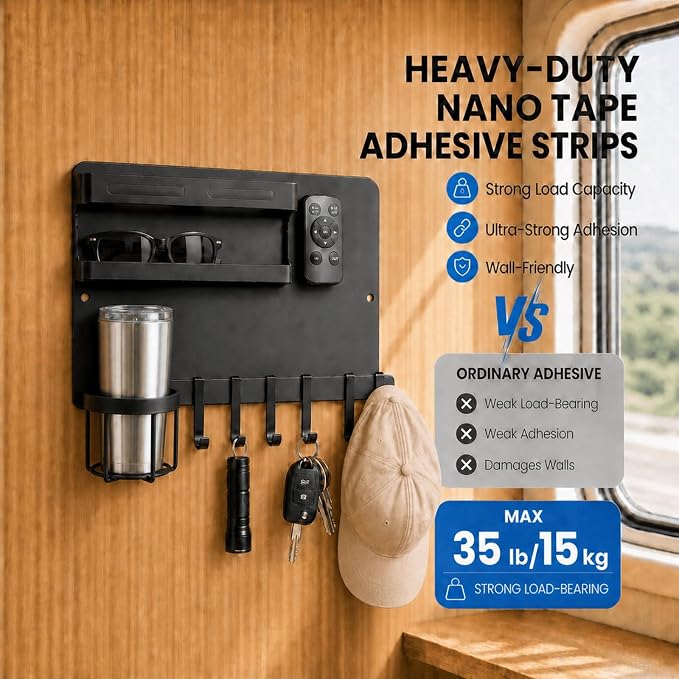 Metal Bedside Wall Shelf, 【No Drill】 Wall Organizer - Image 6