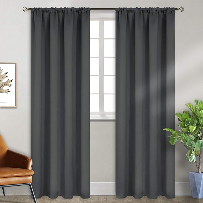 BGment Dark Grey Blackout Curtains 90 Inches Length by BGment