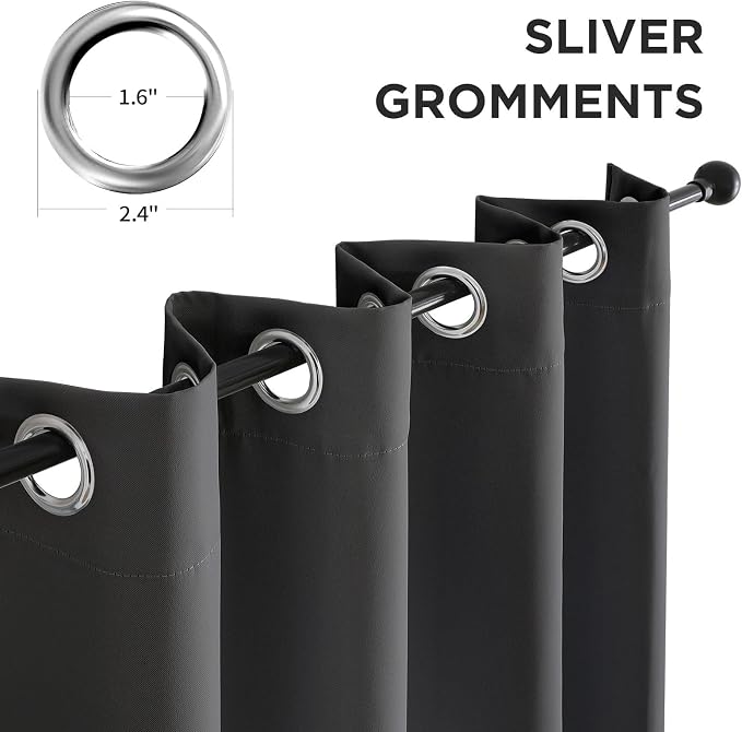 CUCRAF Dark Grey Blackout Curtains 72 inch Length, Thermal Insulated Room - Image 4