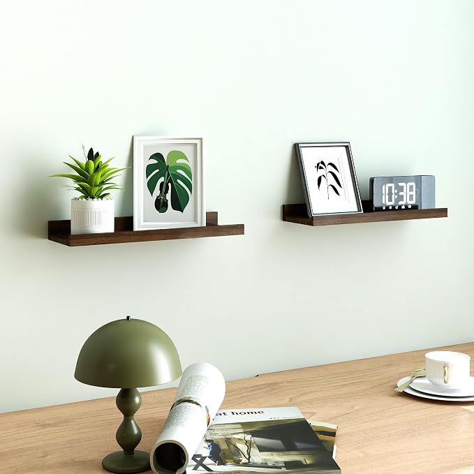 Walnut Floating Shelves for Wall Decor, 14 in Shelf - Image 2