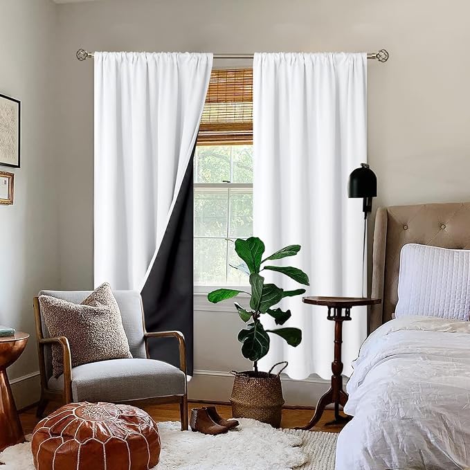 BGment White Blackout Curtains for Bedroom 84 Inch Long 2 Panels | Thermal - Image 2