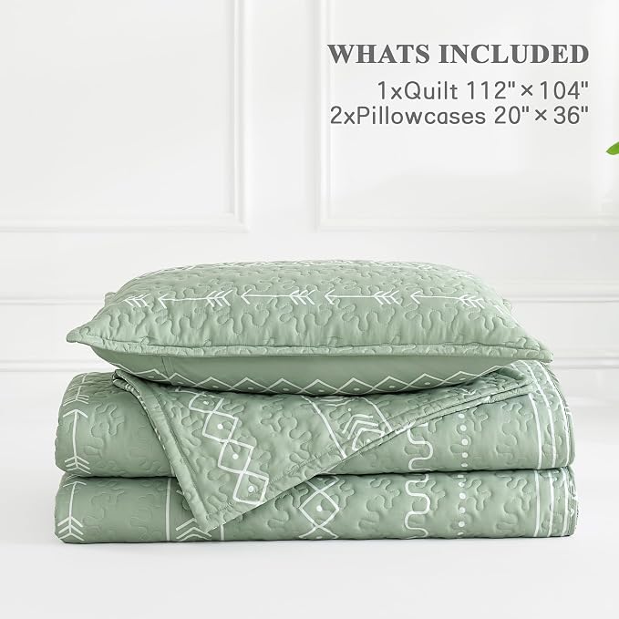 Sage Green California King Quilt Set - Image 8
