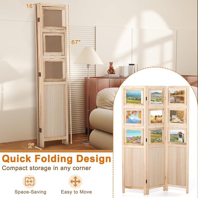Giantex 3 Panel Room Divider - Image 4
