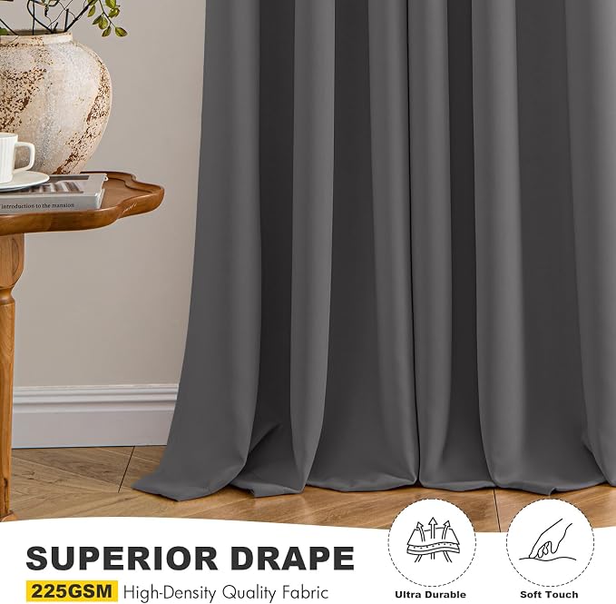 MIULEE Blackout Curtains for Bedroom 2 Panels 40 x 63 Inch Long Gray | Thermal - Image 5