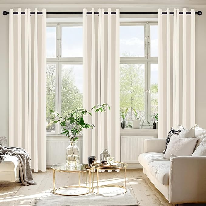 MIULEE Blackout Curtains for Bedroom 2 Panels 40 x 72 Inch Long Beige White | - Image 6