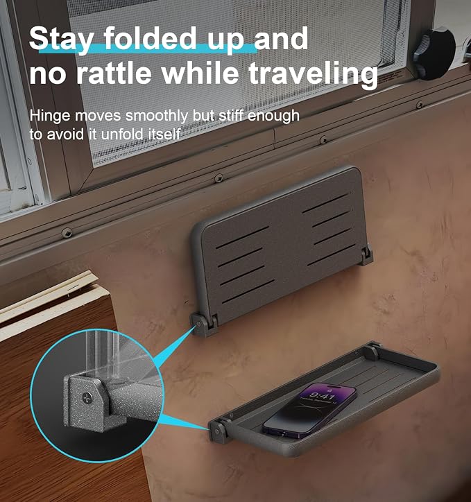 Aluminum RV Folding Shelf 12 Inch Wall Mounted Fold Down Shelves | Small - Image 4