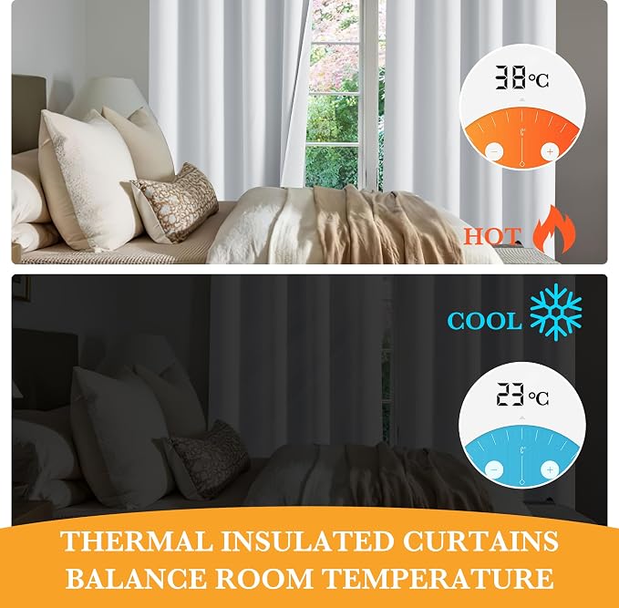 RYB HOME 100% Blackout Thermal Insulated Curtains 63 inches Length | Total Room - Image 5