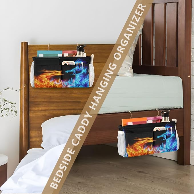 Dragons Fire tag8 Bedside Caddy Storage Bag Bedside Organizer - Image 7