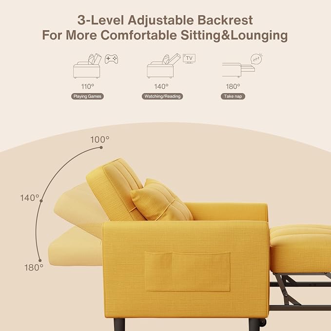 Aiho 3-in-1 Convertible Sleeper Sofa Chair Bed - Image 5