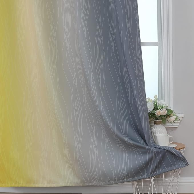 Gray and Yellow Ombre Blackout Curtains - Image 6