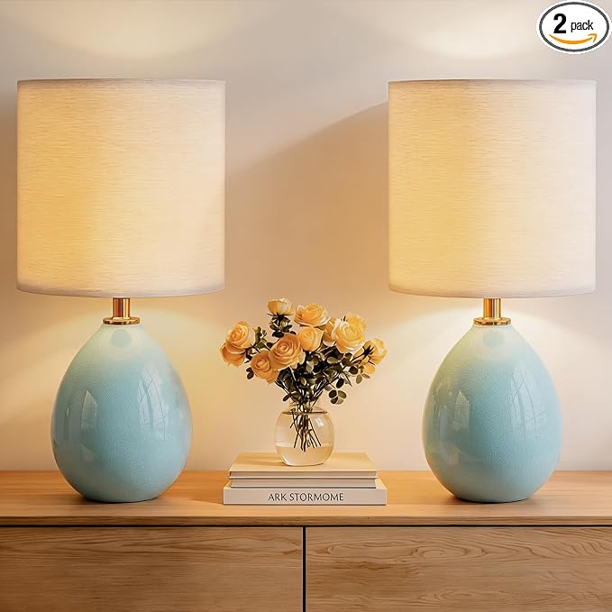 18.5" Table Lamp Set of 2 for Living Room Bedroom, Bedside Lamps for Night by Dawnwake