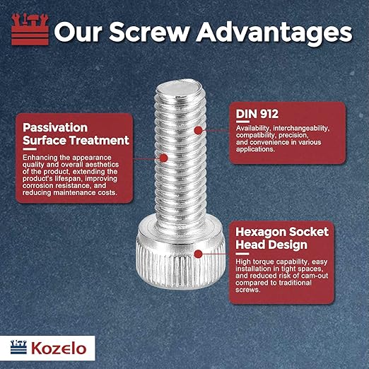 Kozelo 40pcs Socket Head Cap Screws - [M5-0.8 x 14mm] 304 Stainless Steel Allen Socket Drive for Electrical Motor 3D Printing Fan Engine Replacement Use, Silver