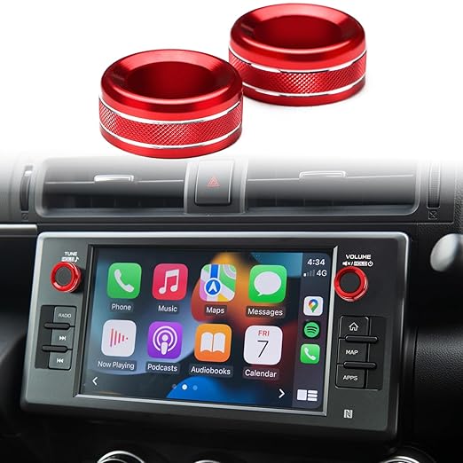 Auovo Audio Knob Cover Compatible with Subaru BRZ 2022-2026 for Toyota GR86 2022-2024 2025 2026 Interior Accessories Radio Knob Switch Rings (Audio Volume Button Ring-2PCS, Red)