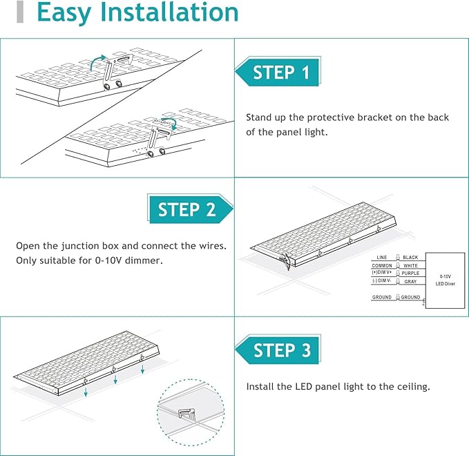 VocgoUU 18-Pack 2x4 LED Flat Panel Light Drop Ceiling, 0-10V Dimmable, 3CCT Selectable (5000K 4000K 3000K) & 3 Wattage Switchable (50W 40W 30W), 100-277Vac, ETL & DLC