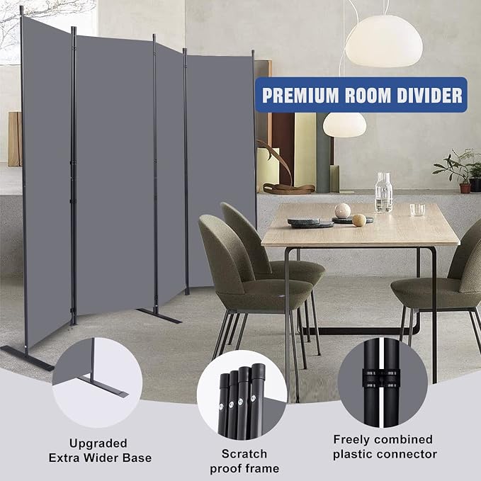 Room Divider 4 Panel-88''Wide, 6FT Room Dividers and Folding Privacy Screens | - Image 4