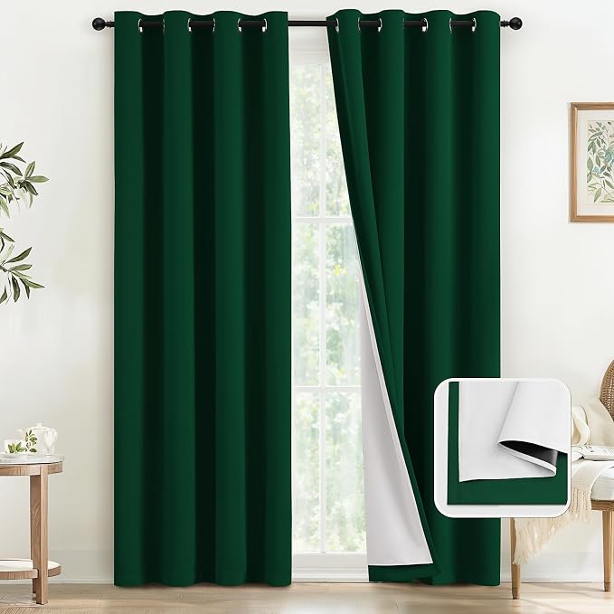 COSVIYA Drak Green 100% Blackout Curtains by COSVIYA
