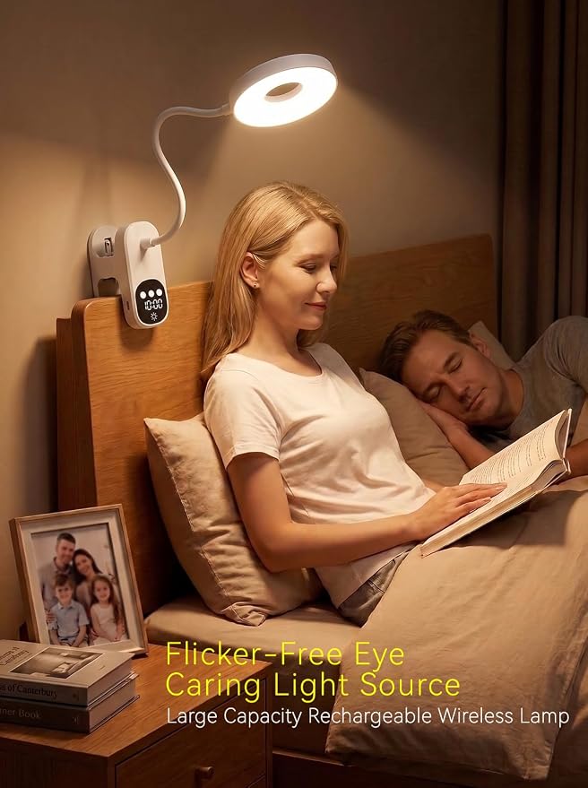 Clip On Desk Lamp Wireless 6000mAh Rechargeable LED Reading Light 3 Colors | - Image 2