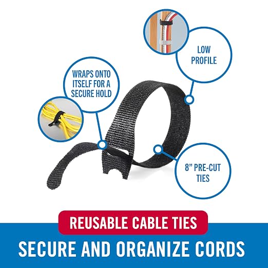 VELCRO Brand Reusable Cable Ties, Cord Management, 150 Pack - Image 2