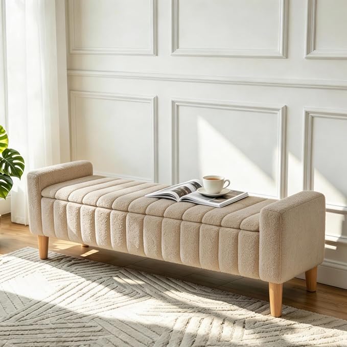 Aoiy & Wifon 63.4" W Large Storage Ottoman Bench, King Size End of Bed Storage by AoiyWifon