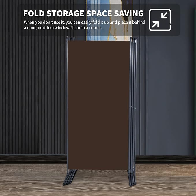 4 Panel Folding Room Divider, Sturdy Frame Freestanding Wall Divider | - Image 4