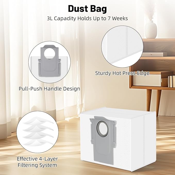 20 Pack Accessories Compatible with ROBOROCK Q5 Pro/Q5 Pro+,Q8 Max/Q8 Max+ Vacuum Robot,Parts Include:1 Dual Roller Brush,5 Side Brush,3 HEPA Filter,5 Mop Cloth,4 Dust Bag,1 Cleaning Tool&1 Screwdrive