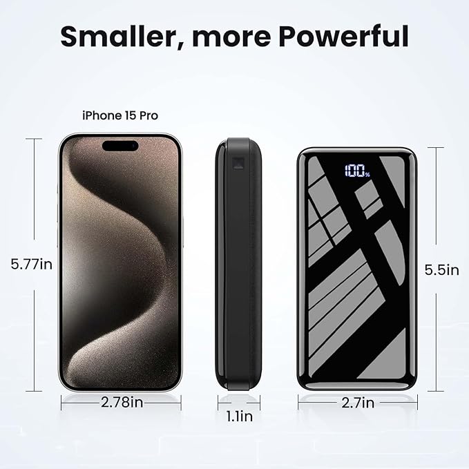 LOOPEAK Portable Charger Power Bank 27000mAh, 22.5W Fast Charging USB C External Battery Pack, 3 Outputs & 2 Inputs, LED Display, Battery Cell Phone Bank for iPhone 17/16/15, Samsung Galaxy, Android