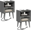 MMEOLUOOK Nightstand with Charging Station, Bedside Tables Set of 2, End Table by MMEOLUOOK