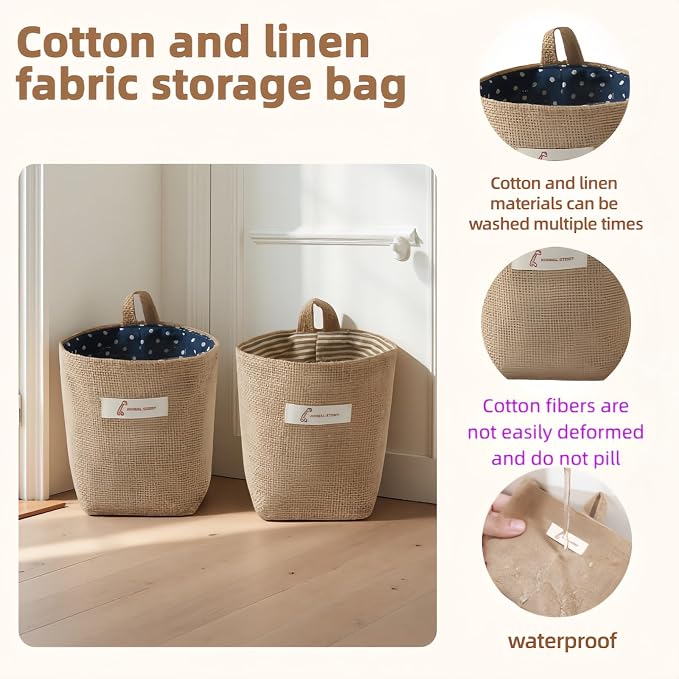 Washable Cotton Linen Hanging Organizer Bag - Image 2
