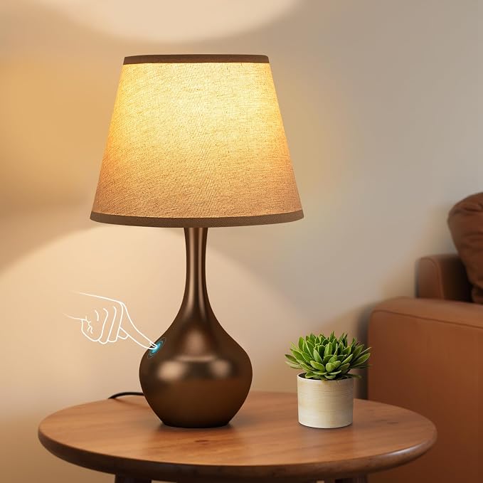 16.1" Touch Table Lamp for Nightstand, 3 Way Dimmable Small Bedroom Lamp | by SeealleLighting