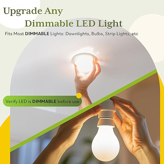 TG Toggle Dimmer Switch for LED, CFL, Incandescent Bulbs, Single-Pole or 3-Way, 2-Wire, No Neutral Required, Quiet Glide, UL-Listed, Wall Plate Included, White, 6-Pack