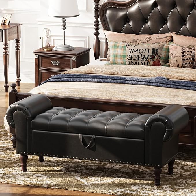 Apicizon 50" Bench with Storage, Upholstered Tufted Button Bedroom Bench with by APICIZON