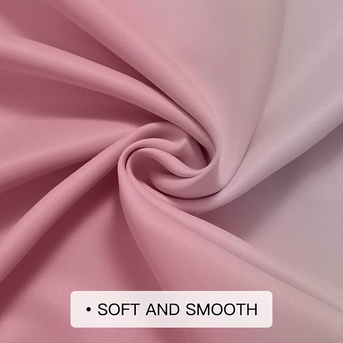 COSVIYA Grommet Room Darkening Ombre Pink Curtains W52xL72 inch | Pink and - Image 6