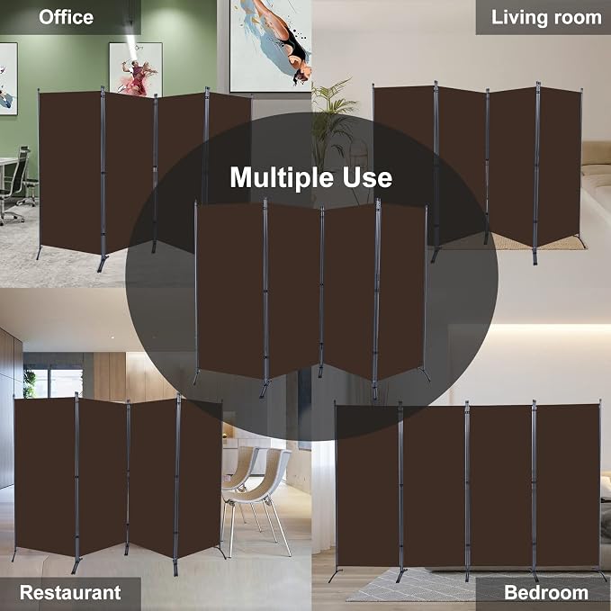 4 Panel Folding Room Divider, Sturdy Frame Freestanding Wall Divider | - Image 6