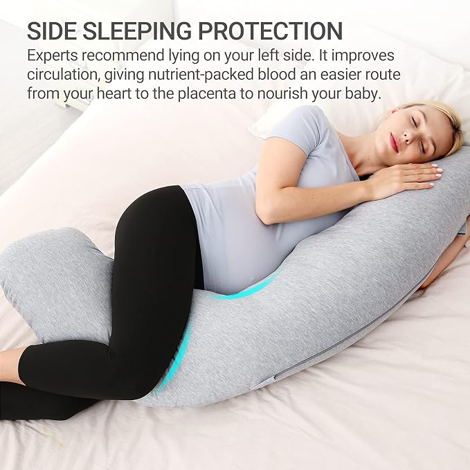 Momcozy J Shaped Pregnancy Pillow, Maternity Body Pillow - Image 3