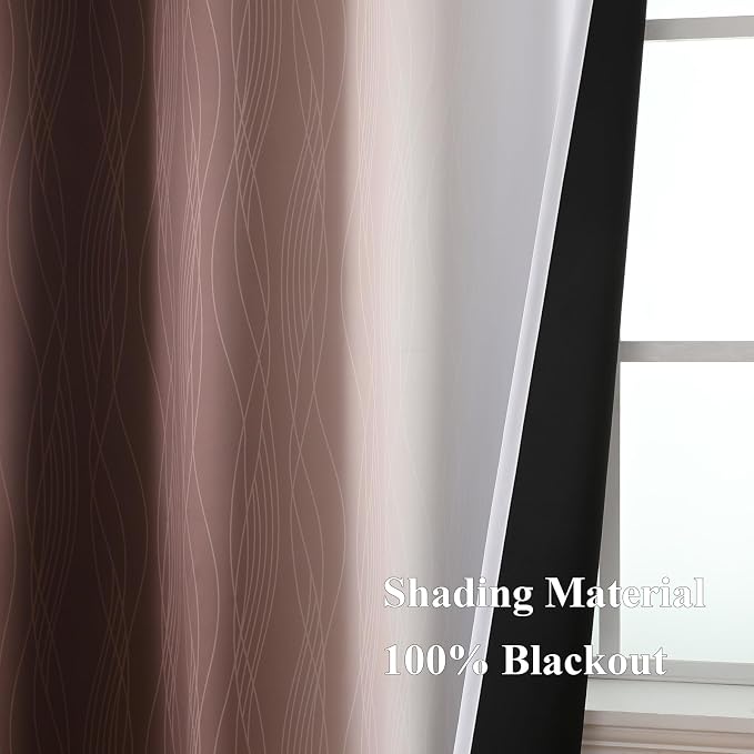 Brown and Greyish White Blackout Curtains 52Wx36L 2 Panels | Ombre Curtains - Image 5